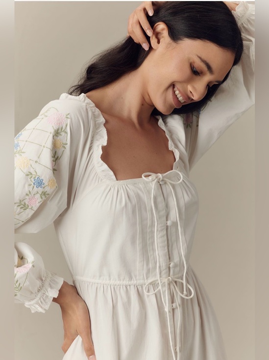Anthropologie Dresses & Skirts - Damson Madder White Embroidered Organic Cotton Maxi Dress